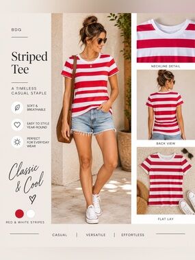 BDG Striped Shirt Red‎ White